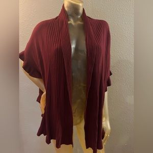 Women’s burgundy ruffle short sleeve shrug
